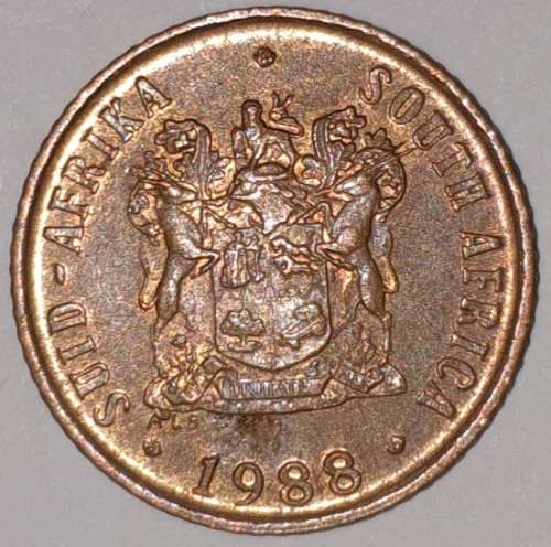 1988 - 1 CENT COIN (ONE CENT COIN) - RSA - BRONZE - KM#82 - BILINGUAL LEGEND - SPARROWS